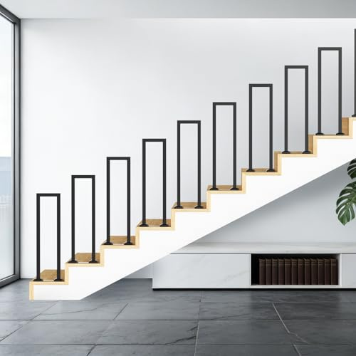 Jaxguom - Rampe d'escalier, Garde-corps en métal inoxydable rond en forme de U, pour intérieur et extérieur, pour escaliers, entrée, couloir - Antidérapant et décoratif (55 cm, Noir)