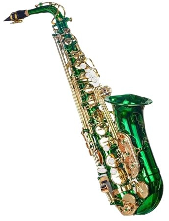 Goldlackiertes Professionelles Altsaxophon Grünes Altsaxophon In E Tonart Komplettset Für Anfänger Mit Zubehör