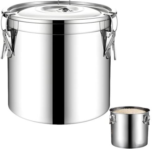 Grande contenitore per alimenti in acciaio inox da 6 l, con coperchio ermetico, ideale per farina, chicchi di caffè e riso, per la freschezza della cucina