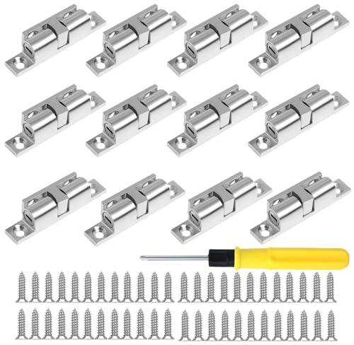 12 Stück Türschnapper- 50mm Verstellbaren Doppelkugelschnäpper Schrankschnäpper mit 48 Schrauben, Möbelschnäpper Türschnapper, schranktür verriegelung für Möbel Schränke Kleiderschränke Schubladen