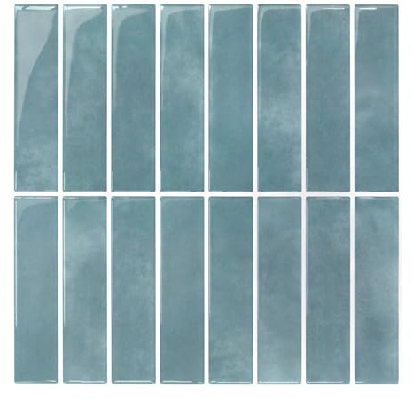 COMSTICKC Crédence Adhésive Pour Cuisine Bleu vintage, 10 Pièces, Carrelage Adhesif Mural Salle de Bain, Vinyle 3D Métro Autocollant Carrelage Adhesif, imperméable, 30,5x30,5cm, Ligne droite verticale