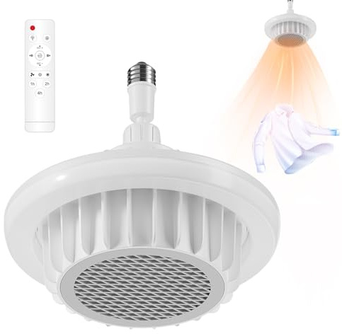 Riscaldamento bagno - Plafoniera 600 W con luce LED, telecomando e ventilazione silenziosa | riscaldatore moderno con illuminazione a risparmio energetico per camera, doccia, casa