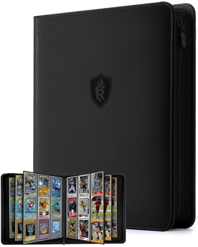 9 Pocket Top Loading Binder with Zipper - Holds 288 Toploads Card Album | Premium Double-Sided | Trading, TCG, MTG, Sports Card Binder |3 x 4 Pocket | Non-PVC Sleeves | Waterproof Large & Durable