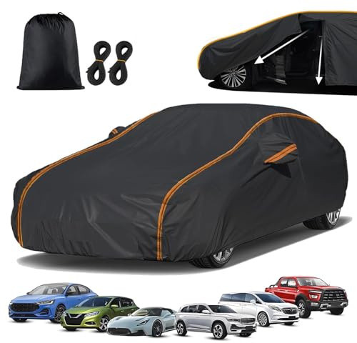 Winter Full Car Cover, for Jeep Wrangler 2 Door 1987-2025, Waterproof Breathable Outdoor Car Tarp Cover, Anti Rain Snow Exterior Tarpaulin, Black