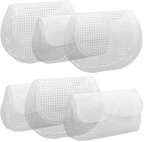 Hoement Rete X Borse Uncinetto in Plastico, 6 Pezzi, Fogli a Rete Robusti e Facili da Tagliare, per Borsette e Lavori Creativi