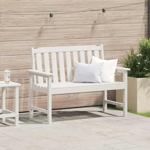 Holamys Gartenbank Weiß 120x59x88cm, HDPE Kunststoff, wetterfest, 2-Sitzer, für Balkon, Terrasse, Garten, Bequeme Outdoor-Sitzgelegenheit