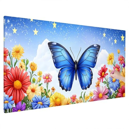 Diamond Painting Mariposa, DIY Kit Manualidades Adultos, Cristal Punto de Cruz Bordado Kit de Pintura Diamante Flor Patrón, Pintura Diamante para Cuadros Decoracion Salon Modernos, 230x90cm G-56