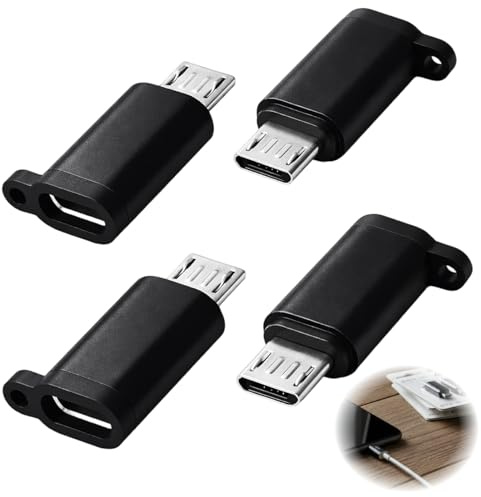 PaYuanRaoTi 4PCS Adaptateur Type-C vers Micro USB, pour Chargement Et Synchronisation Donnees, USB C vers M-icro USB Adaptateur Compatible avec Appareils M-icro USB Usage Quotidien