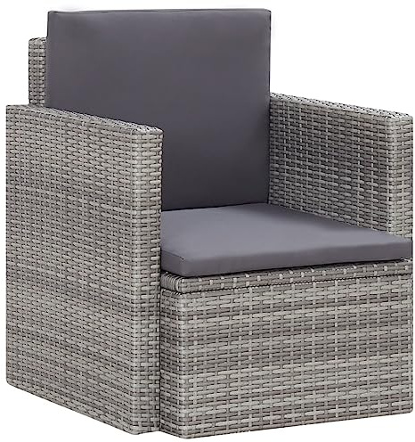 Fangmaliuyun Poly Rattan Gartensessel Grau 65 x 65 x 74 cm Modernes Design mit bequemen Auflagen und Stahlgestell Robust und Langlebig für Garten Balkon Terrasse und Campingplatz