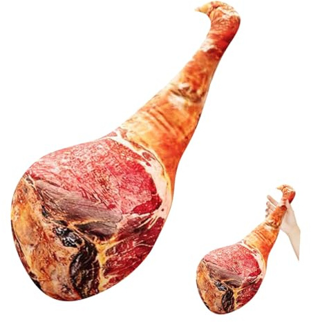 HEMOTON Coussin Peluche Jambon 60 Cm, Oreiller à Câliner de Jambon Réaliste, Gros Coussin Décoratif Amusant pour Chambre, Salon et Présent Original de Fête