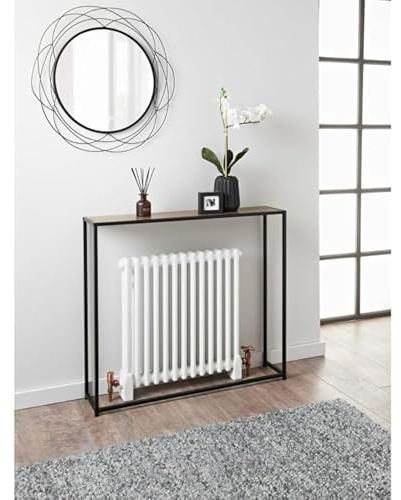 rightclick Radiator Console Table with Black Metal Frame & Wooden Top, Slim Console Table for Hallway, console Sofa table for Small Spaces, Entryway, Living Room, End Tables. (L105 x W20 x H82cm)