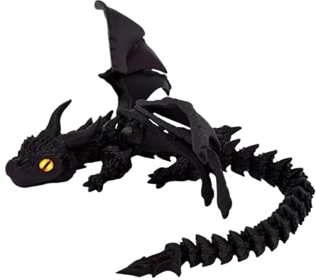 11.8 inch 3D Printed Dragon Toys with Random Eyes & Wings Articulated Dragons with Bendable Wings How to Train Your Dragon Flexible 3D Printed Model for Home Office Desk Decor