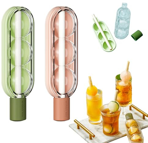 MIUPOO 2 in 1 Touch Ice Water Bottle,Ball Moulds Ice Balls,Silicone Round Moulds Ice Maker with Straw,Round Molds for Hockey Cocktail Coffee Champagne Beer Juice Water,2 Pieces.
