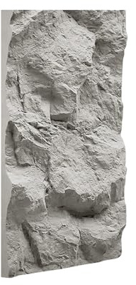 IZODEKOR PU Paneele Wand Steinoptik 60x120 cm | 5cm Dick | 3D Wandpaneele Grau | Steinoptik Wandverkleidung Innen | PU Paneele in Naturstein | LIGHT GREY
