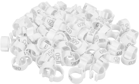EXAOMBLE 100 Anillos para Patas de Palomas Mensajeras, Color Blanco, Tamaño Grande, Material Abs Resistente, Bandas Numeradas para Identificación de Aves, Accesorios Prácticos para Granja