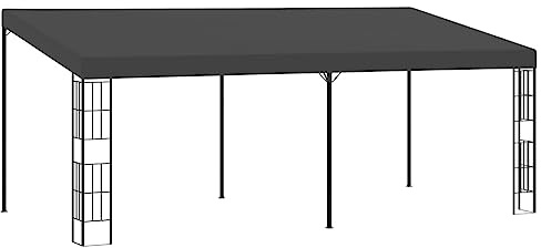Fisinber Wandpavillon 3x6m Anthrazit Anbaupavillon für Terrasse und Garten Stabiler Terrassenpavillon mit Stahlrahmen und Sonnendach aus Polyester Wand-Pavillon zur Wandmontage