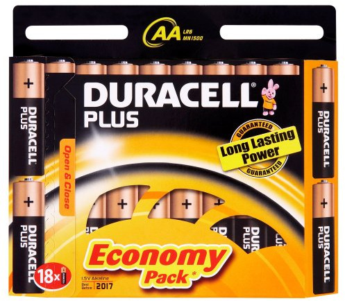 Duracell Plus MN1500 Alkaline AA Batteries - 18-Pack