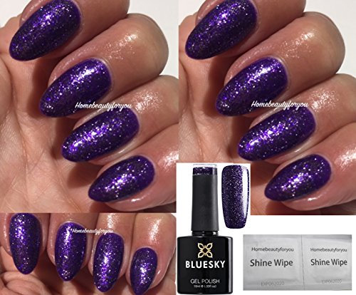 Bluesky Nail Gel Polish PURPLE GLITTER Dark Purple Pizzazz Fine Glitter Sparkle VIP08 UV LED Soak Off 10ml