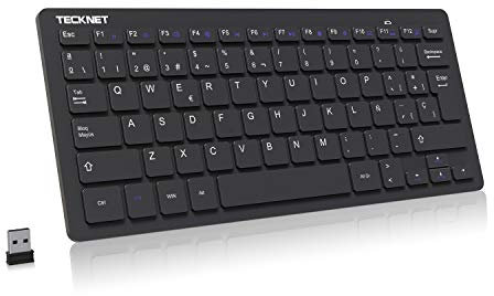 TECKNET Mini Teclado Inalámbrico 2.4G Ultra Delgado, Teclado Inalámbrico USB Ordenador Portátil para PC, Android Smart TV, Laptops (Español,con la Ñ)