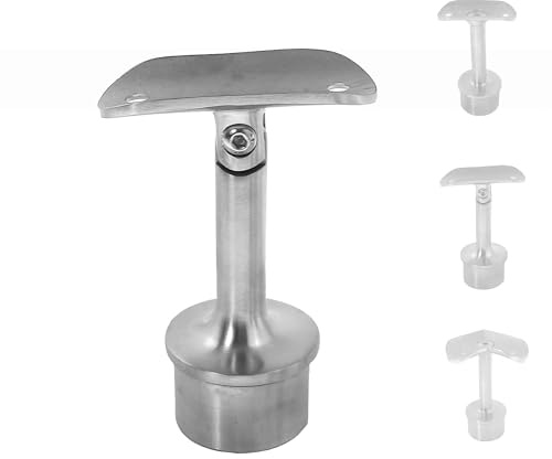 BASIT Handlaufhalter Edelstahl Gelenk Platte für Geländer Rohr Ø42,4mm HT51 | V2A Handlaufträger geschl. K240 zur Handlauf Befestigung auf Pfostenrohr I Handlaufstütze Geländerhalterung Treppengeländer
