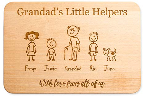 Family Name Wood Board - Personalised, New Home Gift, Engraved, Anniversary, Chopping Cutting Board, Family Plaque, Grandad, Family, Stick People