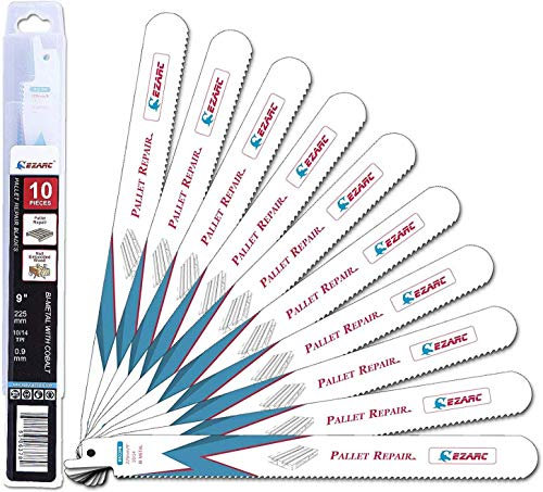 EZARC Sabre Saw Blades for Wood with Nails Pallet Repair Reciprocating Saw Blade Set 225mm 10/14TPI (10-Pack)