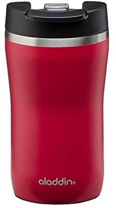 Aladdin Barista Café Thermavac Leak-Lock Edelstahl Thermobecher 0.25L Cherry Red - Auslaufsicherer Becher - Kaffeebecher To Go Thermo - Hält 2,5 Stunden Heiß - BPA-Frei - Spülmaschinenfest