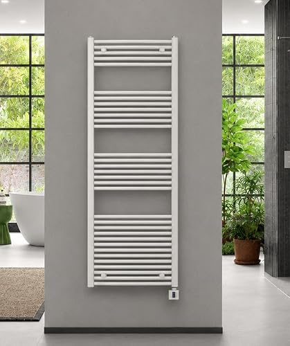 anapont elektrischer Badheizkörper 1775x600 weiß gerade | Handtuchheizkörper mit Thermostat & Timer | 1000 W | IPX5 | Made in Germany, optionale Fernbedienung
