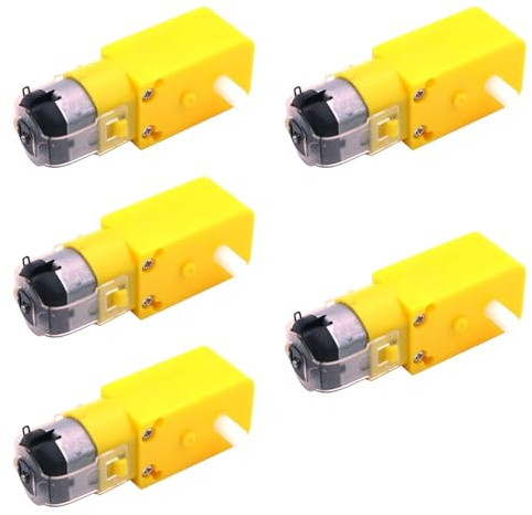 POFET Lot de 5 Mini DC électrique Boîte de Vitesses à Double Arbre à Engrenages TT Moteur Pneus en Plastique Roue DC 3-6V pour Arduino 1:48 Robot de Voiture Intelligente