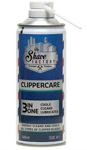 The Shave Factory Clippercare 400ml Klingenspray | Pflege Spray für Ihre Maschine | Maschinenspray | Haarschneidemaschinen Spray | Barber Zubehör (1 Stück)