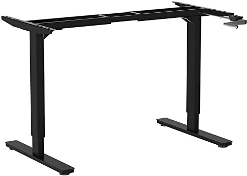 Ergotopia Desktopia Budget Höhenverstellbarer Schreibtisch | Per Kurbel verstellbares Tischgestell | Breite verstellbar für alle gängigen Tischplatten (Schwarz, Ohne Tischplatte)