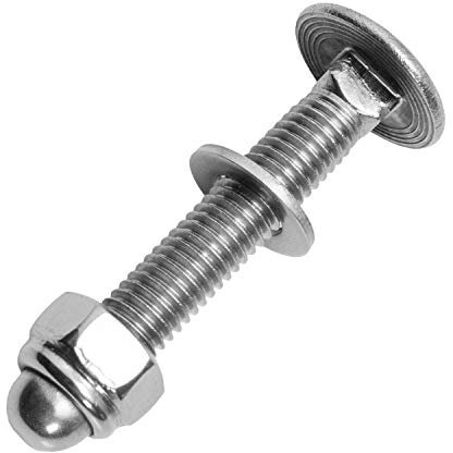Schlossschrauben M6x35/35 mm mit selbstsichernden Hutmuttern & Unterlegscheiben M6 aus Edelstahl A2 (20 Stück) | Flachrundschrauben - Stoppmuttern - Beilagscheiben von MESAROS®