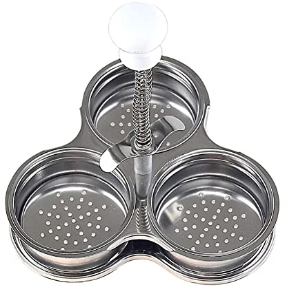 CENPEK Cuiseur à œufs pochés à Trois grilles en Acier Inoxydable, Moule à œufs pochés,coquetiers pochés en Acier Inoxydable antiadhésif avec Trous pour Accessoires de Cuisine (Argent)