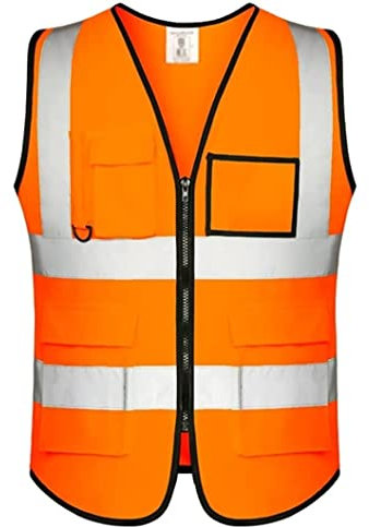 Warnweste Sicherheitsweste Reflektorweste Reflektierende Sicherheitsweste Workwear Taschen Hallo Vis Dauerhafte Weste mit reflektierenden Bändern Verkehrsarbeit Weste Warnschutzweste