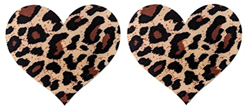 1 par leopardtryck hjärta bröstvårta pasties skydd pasty tit klistermärken bröstdyna bröstlapp bh självhäftande, Leopardtryck hjärta, en storlek