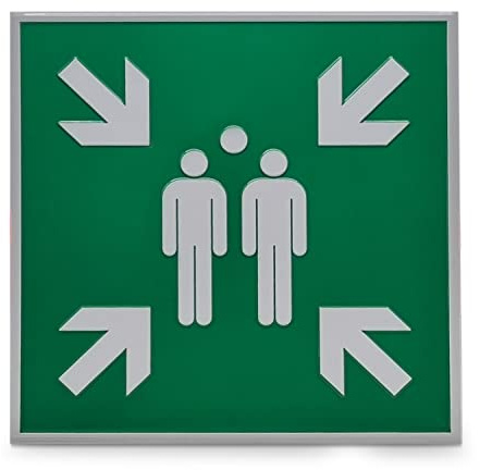 Betriebsausstattung24 Hinweisschild „Sammelstelle“ - 40,0 x 40,0 cm - Alu geprägt - Fluchtwegschilder nach Norm - DIN EN ISO 7010 E007 - ASR A1.3 E007
