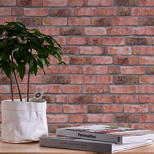 Stentapet röd grå A.S. Création klossar & Stones 388121 fibertapet tegeltapet 10,05 m x 0,53 m Made in Germany