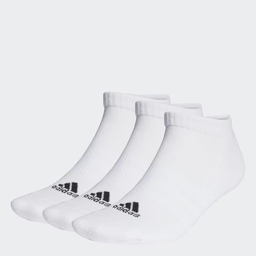 adidas Mixte Cushioned Low-Cut Socks 3 Pairs, White / Black, 10.5-12.5