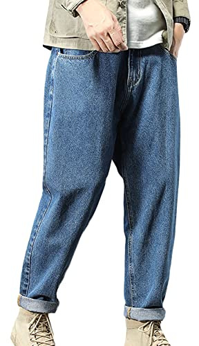 Uomo Denim Pantaloni da Lavoro Vintage Jogger Jeans Autunno Inverno Classico Diritta Pantaloni Casual Retrò Semplici Pantaloni a Carota Anelastico Streetwear Stile Hip Hop Larghi Pantaloni Harem 31W