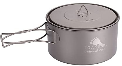 TOAKS Vaso da campeggio in titanio da 900 ml, con diametro di 130 mm