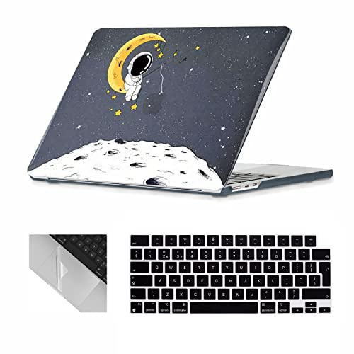 Se7enline Compatible with 15 inch MacBook Air M4 M3 M2 Case for Mac Air 15.3-inch Model A2941/A3114/A3241 Laptop Hard Shell Case with Keyboard Protective Cover & Trackpad Protector, Astronaut Fishing | Laptop Hard Shell Case,Keyboard Cover Skin,Trackpad Protector, Artistic Unique Special Cute Pattern for Girls Women Student