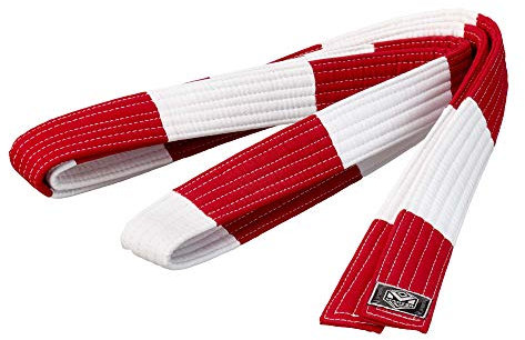 Ju-Sports Großmeistergürtel Master 7.Dan Rot/weiß, Baumwolle I Kampfsport Gürtel Für Budo-Sportarten Judo UVM I Martial Arts Gürtel ca. 5cm breit I 350 cm
