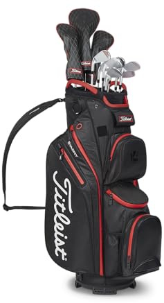 Titleist Cart 14 StaDry Bolsa de Golf, Negro/Negro/Rojo