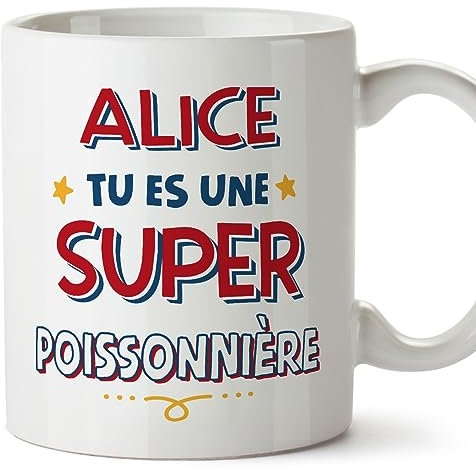 Mugffins Tasses Personnalisables pour POISSONNIÈRE femme - En Français - Cadeau Personalisé- Tu es Super - 11 oz / 330 ml
