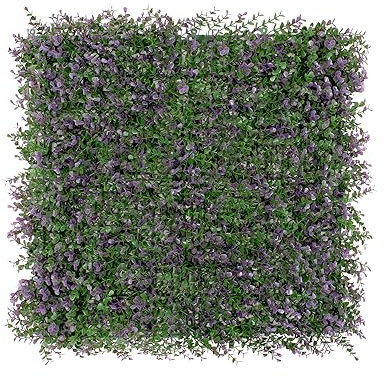COARBOR Panel de cerca artificial de boj lavanda, hiedra sintética, pantalla de privacidad para balcón, patio, lado exterior e interior, 20 x 20 pulgadas, paquete de 6