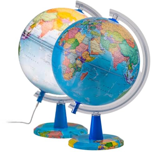 TOPGLOBE Globo luminoso 20 cm – Mapa francés – Globo político moderno – Decoración educativa/geográfica/de oficina