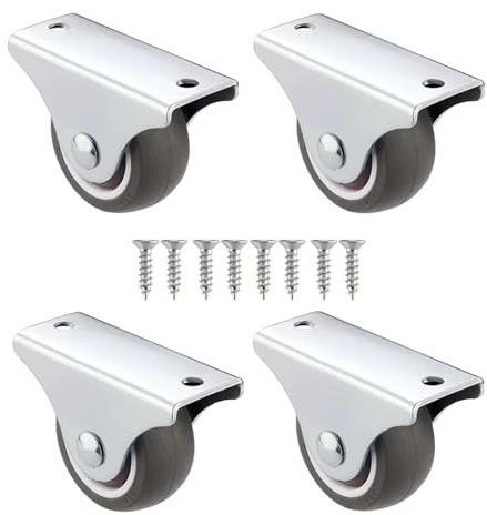 4 Stück Möbelrollen, Bockrollen, Transportrollen Klein, Gummiräder Mit Schrauben, Schwerlastrollen, Rollen Für Möbel 25mm 32mm 38mm 50mm, Verschleißfest, Geräuscharm,38mm(1.5in)
