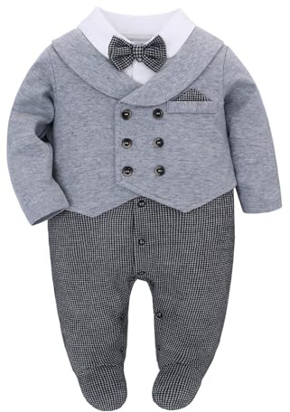 famuka Bebés niño Ropa Trajes Bebé Trajes y Americanas Traje de Esmoquin Traje de Bautizo Traje de Boda (Gris, 3M)