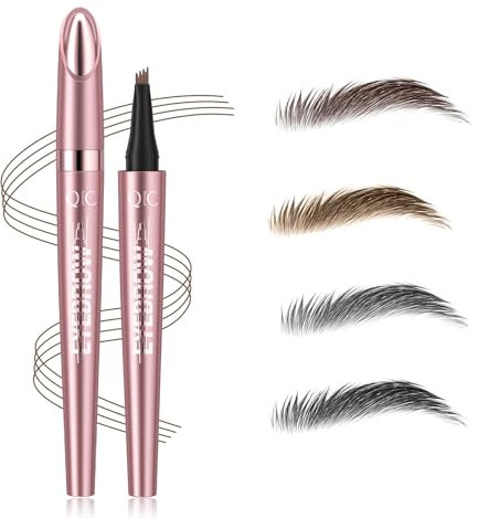 2024 New Magic Eyebrow Pencil with 4 Micro-Fork Tip Long-lasting Waterproof Eyebrow Pen and Smudgeproof Brow Pen,Creates Natural Looking Defined Eyebrows(Dark Brown)