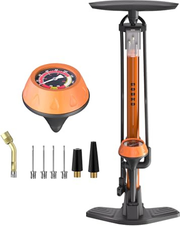 GOBKO Bike Pump Bicycle Floor Pump with Gauge, Bicycle Pumps with Presta and Schrader tire Pump multifunctional Air Pump for Road Bike MTB Sports Balls Pump High Pressure 160Psi &11Bar